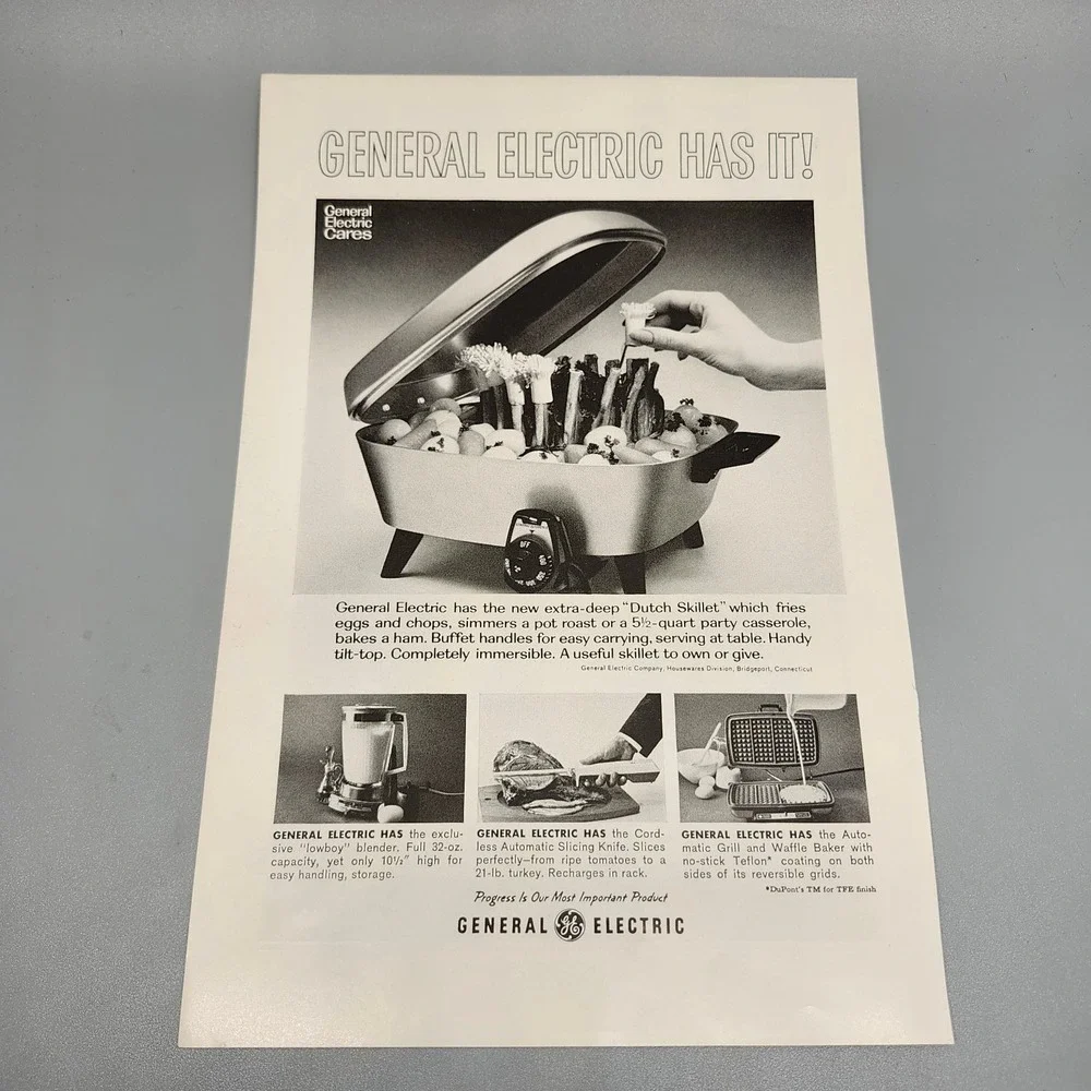General Electric Kitchen Appliances Magazine Ad 1960s Mid-Century Modern